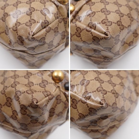 CE16 💖 GUCCI GG Crystal Canvas Babouska Heart Stud Fringe Tote Bag - Picture 7 of 13